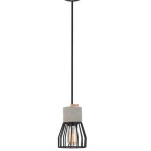 💡 Industrial Cage Pendant Light ⛓️ Concrete, Wood & Metal Farmhouse Lamp